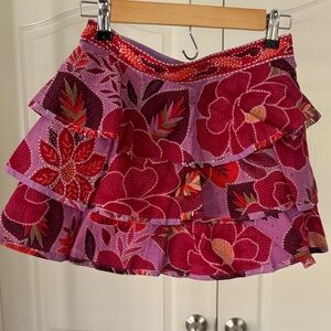 FARM Rio Tiered Floral Skirt in Purple and Pink